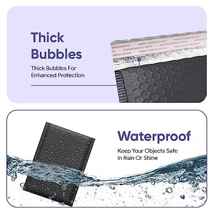 Small Black Bubble Mailers 4x8, Poly Padded Envelopes #000, 500 Pack - color: Black, size: 4"x8" / 500 Pack