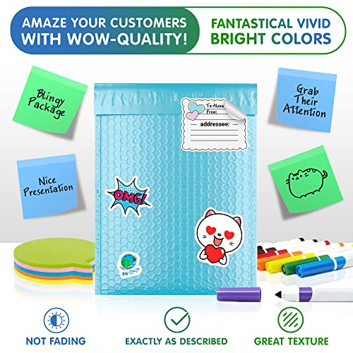 Poly Bubble Mailers, 10.5 x 16 Inch Light Blue Padded Mailers, Self Seal Shipping Envelopes, Lightweight Poly Mailer Bags, Waterproof Mailing Bags, Pack of 100 - color: Light Blue, size: 10.5" x 16" / 100 Pack