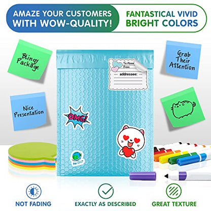Poly Bubble Mailers, 6.5 x 10 Inch Light Blue Padded Mailers, Self Seal Shipping Envelopes, Lightweight Poly Mailer Bags, Waterproof Mailing Bags, Pack of 250 - color: Light Blue, size: 6.5" x 10" / 250 Pack