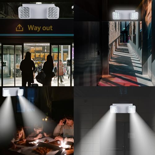 LED Emergency Lights for Business Home Power Failure,4Hours 300lm Automatic Battery Backup,Rechargeable Emergency Exit Lighting Fixtures,Hardwired, UL 924 AC85-277V - color: White, size: Square with L N Wires