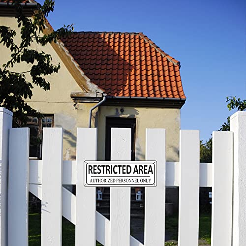 Restricted Area Sign Metal, (2 Pack) Authorized Personnel Only, 10" x 3.5" Do Not Enter Sign, Aluminum, Rust free, Fade Resistant,Weatherproof - color: Restricted Area Sign-01C