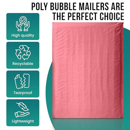 Levex - #0 6" x 10" [100 Pack] Pink Poly Bubble Mailers, Padded Envelope Mailers, Packing Envelope & Mailing Bags for Shipping - color: Pink, size: #0 - (6" x 10")