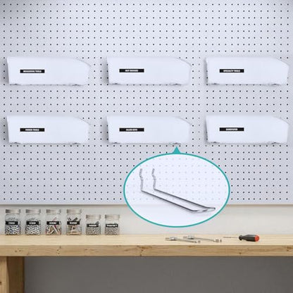 Pegboard Dual-arm Hooks 16pcs Heavy Duty Tool Hanging Holders (Silver, 10") - color: Silver, size: 10 Inch