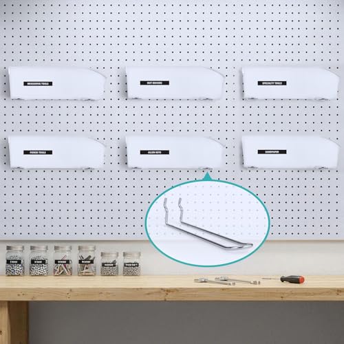 Pegboard Dual-arm Hooks 16pcs Heavy Duty Tool Hanging Holders (Silver, 4") - color: Silver, size: 4 Inch