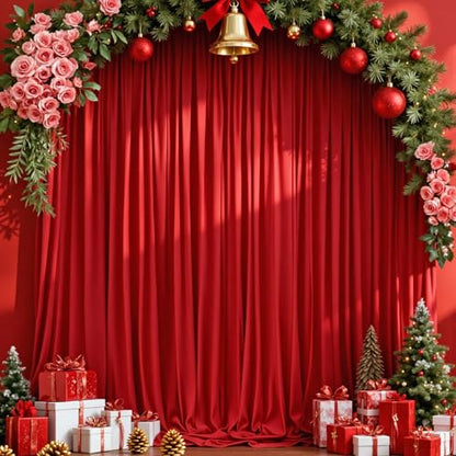 MEETSKY Blue Backdrop Curtains,Birthday Backdrop Drapes,5ft x 7ft,2 Panels - color: Red, size: 60"W x 84"L (Pack of 2)
