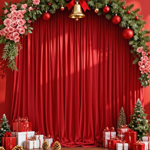 MEETSKY Blue Backdrop Curtains,Birthday Backdrop Drapes,5ft x 8ft,2 Panels - color: Red, size: 60"W x 96"L (Pack of 2)