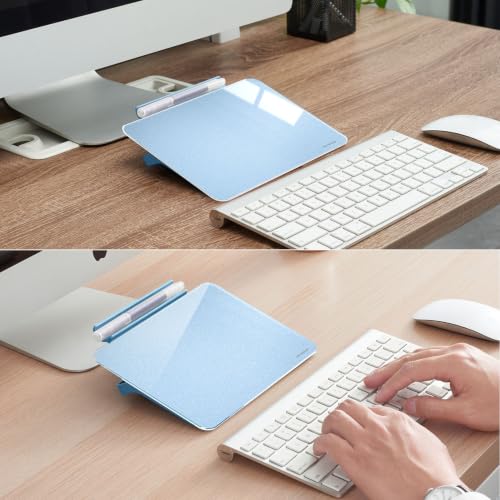 TSJ OFFICE Small Desktop Whiteboard - Glass Dry Erase Board 8 X 6 Inches Tabletop Easel Whiteboard with Stand, Desk Board Buddy for Artist, Teacher and Student - Blue ＆ Gold - color: 8 X 6 Inches - Blue ＆ Gold
