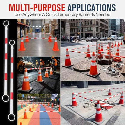 6 Pack Retractable Traffic Cone Bars, 4.04-7.22 ft, Cones Not Included