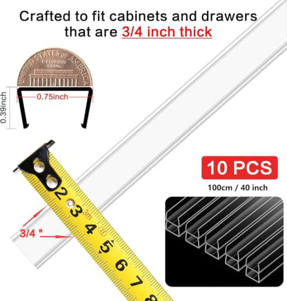 MONOID Drawer Edge Protector, Slip-On Clear Table Corners Guards, Door Kitchen Furniture Bumper, Prevent Wear, Impact Protection, Ease to Cut, 3/4" Thick, 39.37" Length – Clear, Pack of 5