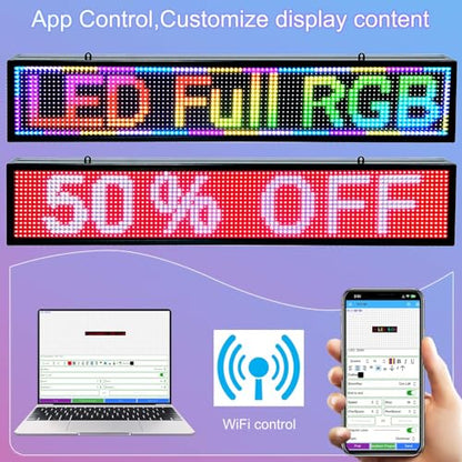 P10 Programmable Scrolling Led Sign Outdoor Signs For Businesse Custom Message Board Digita Display Advertising Screen Bar Word Light Wifi Control High Brightness Neon Sign 39"X8" - size: P10 39"x8"x2" Indoor/Outdoor