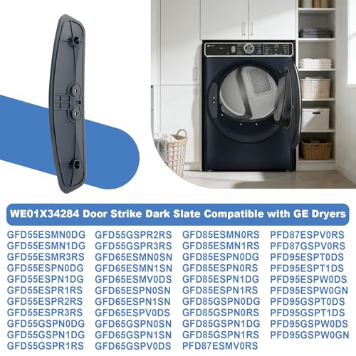 WE01X34284 Door Strike Dark Slate Compatible with GE Dryers Door Latch GFD35ESPY0DS GFD55ESMN0DG GFD65ESMN0SN GFD85ESMN0RS PFD87ESMV0RS, Replace WE01X30017 PS16742773 AP7193619