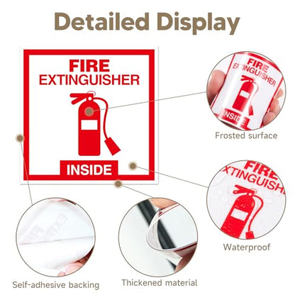 6 PCS Fire Extinguisher Sign Stickers,Self Adhesive Waterproof Vinyl Fire Extinguisher Inside Sticker for Box, Suitable for Cars,Trucks,Vehicles,Red on White - color: Red 386