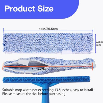 6 Pack 14" Microfiber Window Scrubber Refill Replacement Compatible with Unger 966540 Professional Scrubber Refill Sleeve, Reusable Squeegee Cloth Sleeve for MR.SIGA Professional Window Cleaning - size: 6-pack