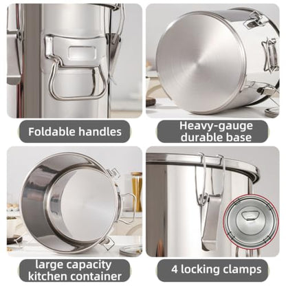 Stainless Steel Airtight Food Storage container with Lid for Pantry Kitchen - size: 8.72gal