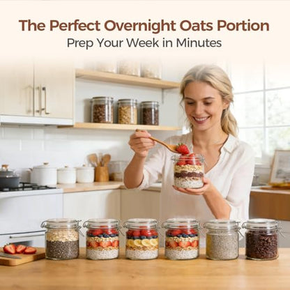 ComSaf 17 oz Overnight Oats Containers with Lids 6 Pack Wide Mouth - size: 17 fl oz x 6 - Wide Mouth