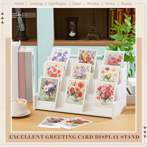 Yuntau 3 Tier Greeting Card Display Stand, White - color: White, size: 3 Tier