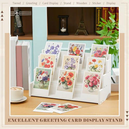 Yuntau 3 Tier Greeting Card Display Stand, White - color: White, size: 3 Tier