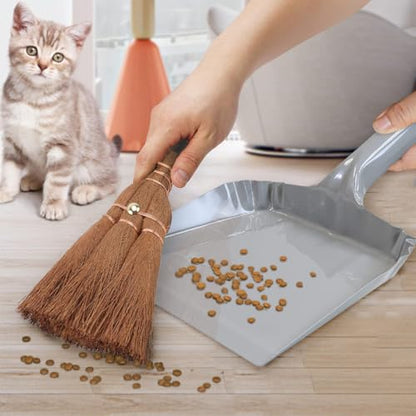 Small Metal Dust Pan and Brush for Fireplace, Garage, Shop, 9" Wide - style: Metal Dustpan