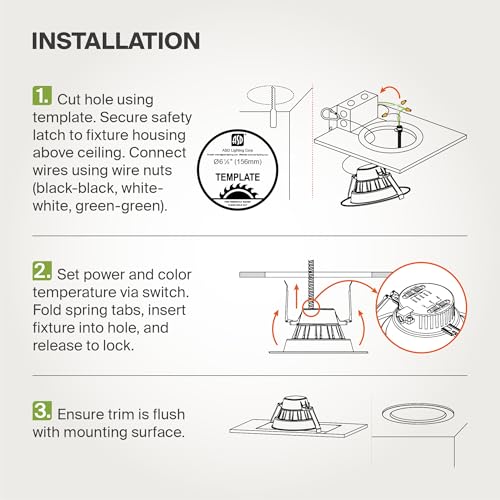 ASD 8 Pack 6 Inch Commercial Canless LED Downlight - color: Black Round, size: 6 Inch (8 Pack)