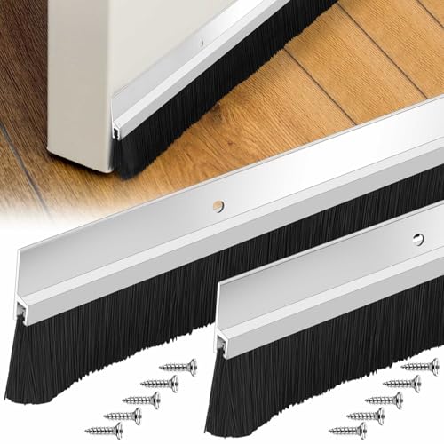 Gisafai 2 Pcs Aluminum Door Sweep, 48 Inches, Natural - color: Natural, size: 48 Inch