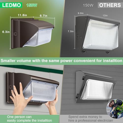 ledmo Wall Pack Light 150W Waterproof 5000K 21000LM Ultra Bright 4 Pack - size: 4 Pack Non Photocell