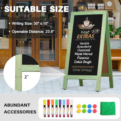 4 THOUGHT A-Frame Double-Sided Magnetic Chalkboard 40"x20", Green - color: Green