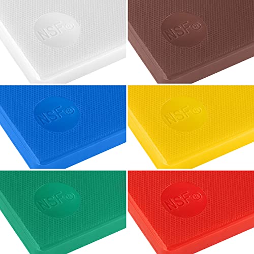 CURTA 6-Pack Cutting Boards for Kitchen, 24" x 18" x 0.5" 6-Piece (White, Red, Green, Blue, Yellow, Brown) Color Coded Plastic Chopping Board with Anti Slip Surface Dishwasher Safe - color: 6-Color Set, size: 24 x 18 IN