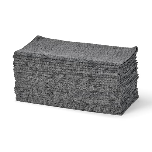 Amazon Basics Microfiber Cleaning Cloths, Ultra Absorbent, Lint Free, Streak Free, Non-Abrasive, Reusable and Washable, 12" x 12", Grey, 24 Pack - style: 24-Pack