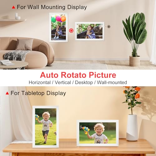 Frameo 15.6 Inch Digital Picture Frame WiFi, White Digital Photo Frame 1920x1080 IPS HD Touchscreen, 32GB Storage Share Photos/Videos, Tabletop&Wall-Mounted, Wedding, Birthday, Gifts for Loved Ones - color: 15.6 inch-White-Support Wifi