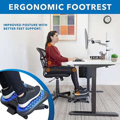 Mount-It! Foot Rest Under Desk with Massage Rollers & Foot Pedal Height