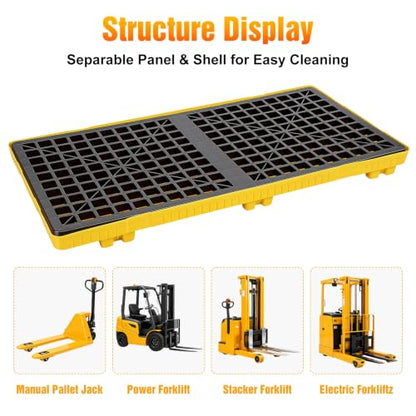 2 Drum Spill Pallet, 2000 lbs Forkliftable Tray