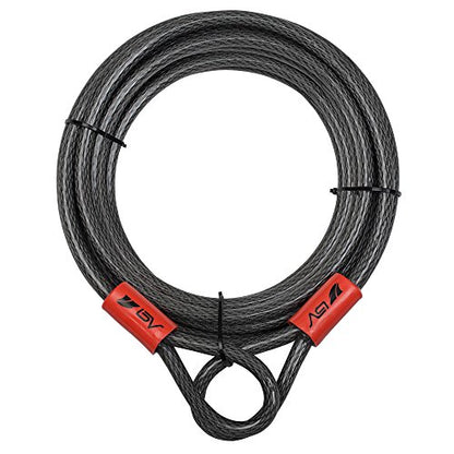 BV Heavy-Duty 30FT Security Cable with Loops - 10mm (3/8 Inch) Cut-Resistant Braided Steel Cable - Versatile & Weatherproof - Security Chain for Padlock, Chain Lock, Wire Lock - color: Single, style: 30 FT