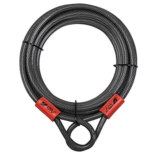 BV Heavy-Duty 30FT Security Cable with Loops - 10mm (3/8 Inch) Cut-Resistant Braided Steel Cable - Versatile & Weatherproof - Security Chain for Padlock, Chain Lock, Wire Lock - color: Single, style: 30 FT