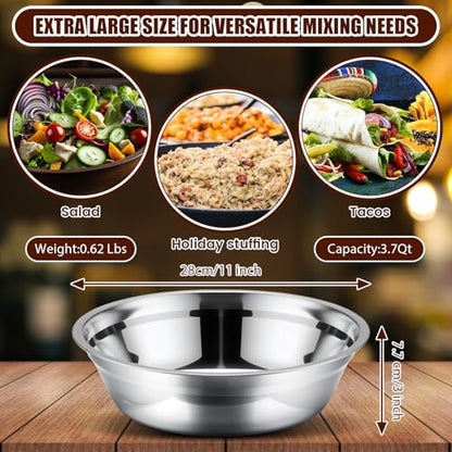 Nuogo 4 Pcs Stainless Steel Mixing Bowls Large for Salad, 11 Inch 3.4 Qt - size: 11 Inch (3.4 Qt)