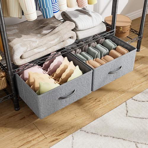 Golpart Heavy Duty Clothing Rack with Adjustable Shelves Clothes Wardrobe - color: Black, size: 15"DX61"WX74.5"H
