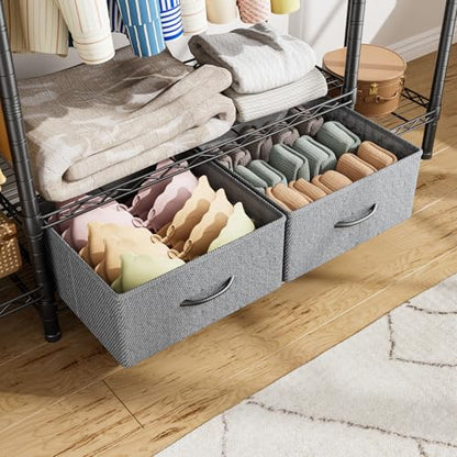Golpart Heavy Duty Clothing Rack with Adjustable Shelves Clothes Wardrobe - color: Black, size: 15"DX61"WX74.5"H