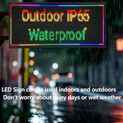 P10 Programmable LED Sign, 40"x14" Scrolling LED Sign for Business, Waterproof LED Display with WIFI & USB Control, 96x32 Pixels SMD Technology Digital Advertising Sign for Shop, Hotel, Store, Restaurant - size: P10 40"x14"
