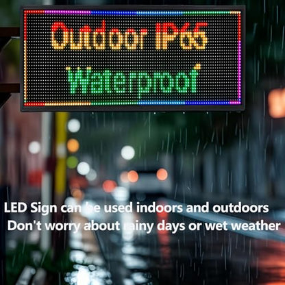 P10 Programmable LED Sign, 40"x14" Scrolling LED Sign for Business, Waterproof LED Display with WIFI & USB Control, 96x32 Pixels SMD Technology Digital Advertising Sign for Shop, Hotel, Store, Restaurant - size: P10 40"x14"