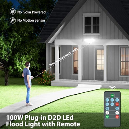 iMaihom Dusk to Dawn Outdoor Lighting, Plug in Flood Light, Remote, White - color: White
