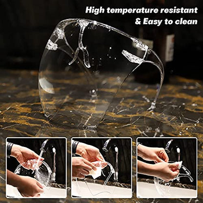 Wattne Face Shield, Clear Safety Face Shields with Frame Detachable Full Face Protective Reusable Goggle Shield Anti-spitting Fog & Scratch Resistant Suitable for Indoor and Outdoor Activities