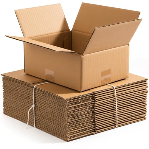 24"L x 24"W x 4"H, Flat Shipping Boxes (10 Pack) | Corrugated Cardboard Single-Wall Medium Kraft Boxes for Moving, Packing and Storage - size: 24x24x4