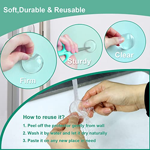 Door Stopper Wall Protector - Wall Shield Bumper Guard from Door Knobs,Sturdy Self Adhesive,Soft and Transparent,Washable Reusable Shock Absorbent Gel for Home Office (Classic Round, 12pcs) - size: 12 pieces, style: Classic Round