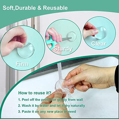 Door Stopper Wall Protector - Wall Shield Bumper Guard from Door Knobs,Sturdy Self Adhesive,Soft and Transparent,Washable Reusable Shock Absorbent Gel for Home Office (Classic Round, 12pcs) - size: 12 pieces, style: Classic Round