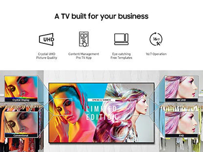 Samsung 43-Inch BE43T-H Pro TV | Commercial | Easy Digital Signage Software | 4K | HDMI | USB | Tuner | Speakers | 250 nits, Black - size: 43-inch, style: 2020 version