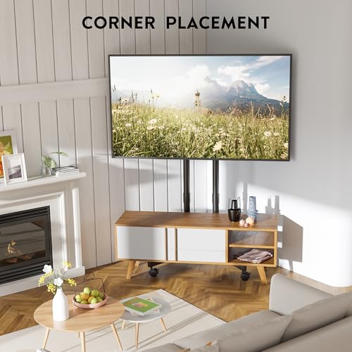 BONTEC Rolling TV Stand for 32-75 Inch TVs, Heavy Duty TV Stand, Black - color: Black, size: 32-75 IN