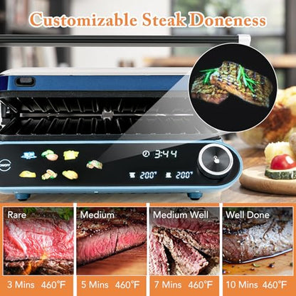 COSTWAY Panini Press, 1200W Sandwich Maker with LED Touch Panel