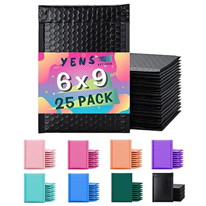 Yens Black Poly Bubble Mailers 6x10 25 Pack Usable 6x9 - color: Black, size: 6" x 10"