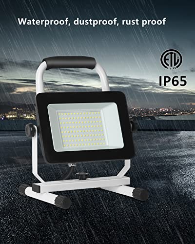 UFOND 6000 Lumen LED Work Light with Stand, 60W Waterproof Flood Light