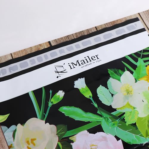 100 Count - 14.5 x 19 inch Poly Mailer Mailing Shipping Black Flower Envelope Package Bags-Self Seal… - color: Black Flower, size: 14.5" x 19"