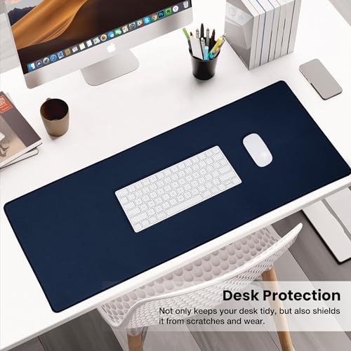 ALOANES Non-Slip Extended Mouse Pad Office&Home Desk Mat Stitched Edge - color: Navy, size: 35.4L x 15.7W inches